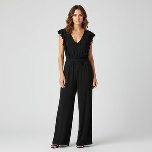 Vince Camuto flutter sleeve v-neck wide leg jumpsuit size 6 style VC0 –0099